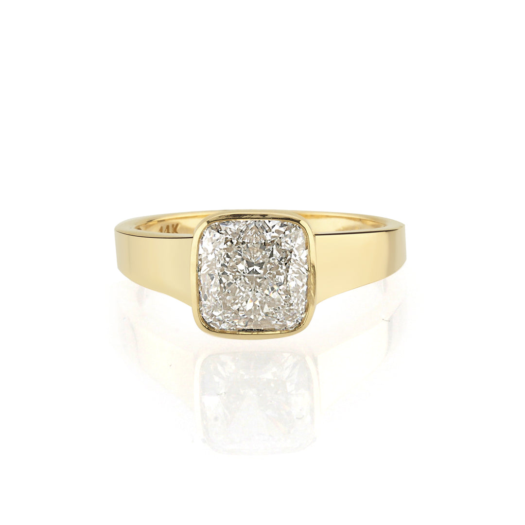 Golden Halo - 14 Ayar Altın Cushion Lab Diamond Yüzük