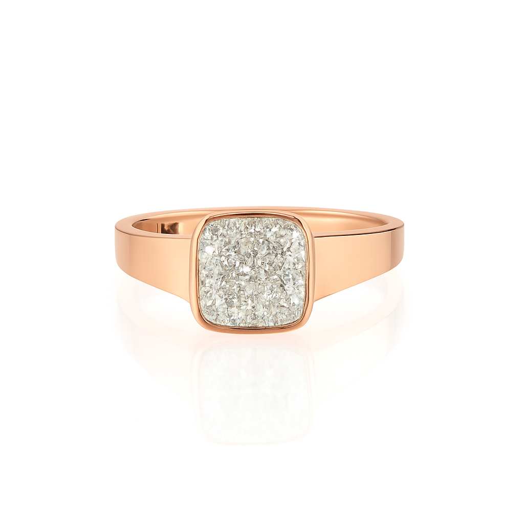 Golden Halo - 14 Ayar Altın Cushion Lab Diamond Yüzük