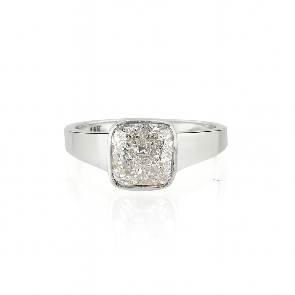 Golden Halo - 14 Ayar Altın Cushion Lab Diamond Yüzük